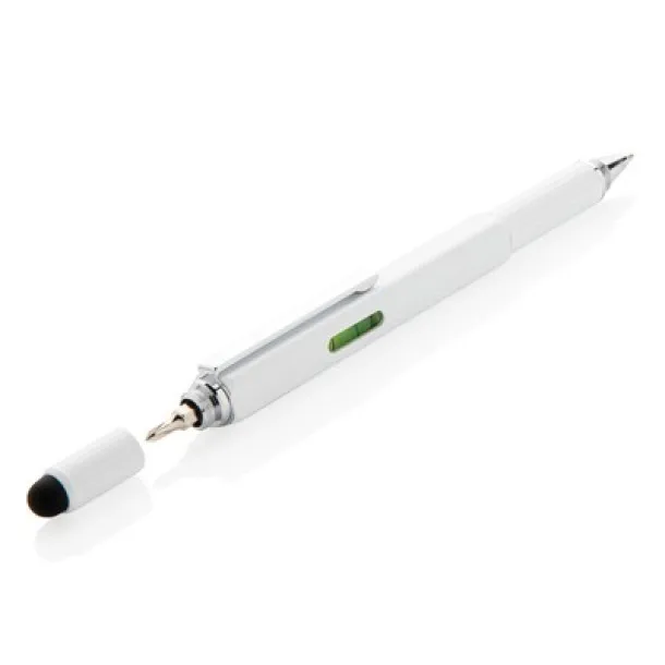  Multifunctional ball pen, ruler, spirit level, screwdriver, touch pen white