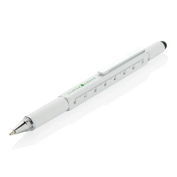  Multifunctional ball pen, ruler, spirit level, screwdriver, touch pen white