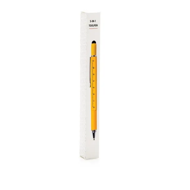  Multifunctional ball pen, ruler, spirit level, screwdriver, touch pen yellow