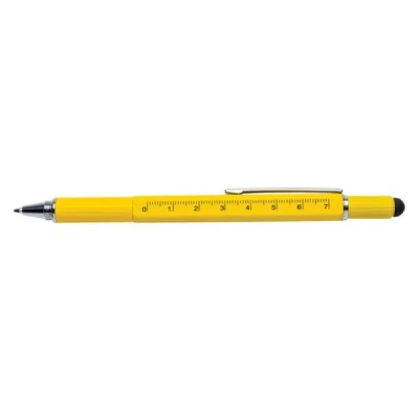  Multifunctional ball pen, ruler, spirit level, screwdriver, touch pen yellow