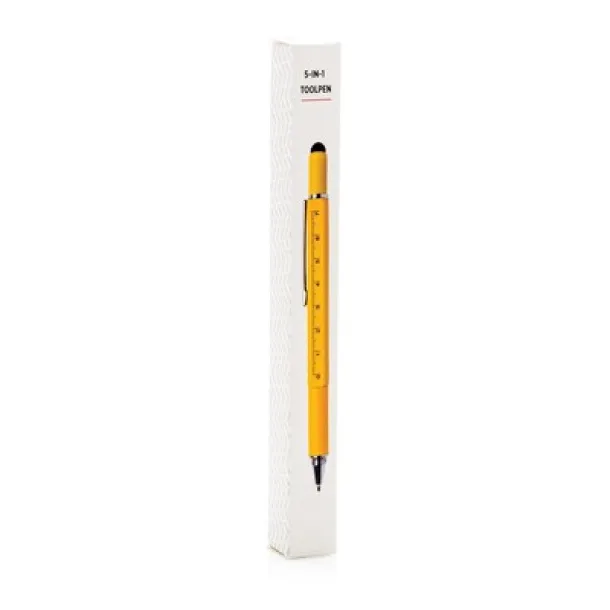  Multifunctional ball pen, ruler, spirit level, screwdriver, touch pen yellow