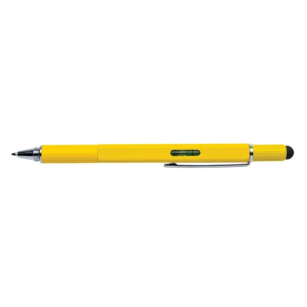  Multifunctional ball pen, ruler, spirit level, screwdriver, touch pen yellow