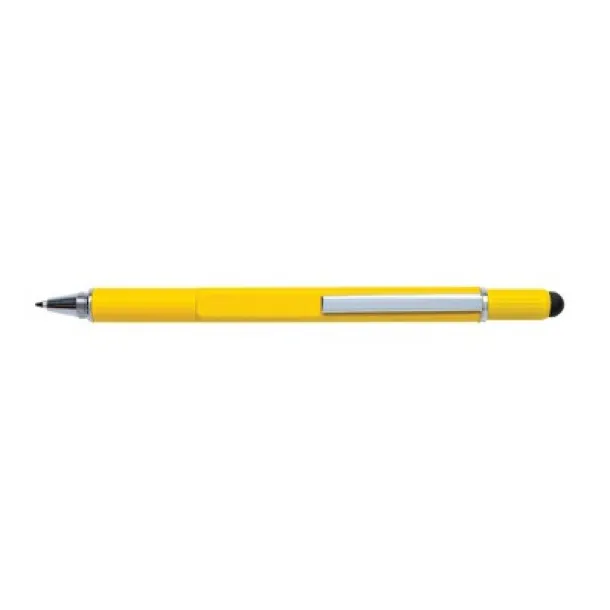  Multifunctional ball pen, ruler, spirit level, screwdriver, touch pen yellow