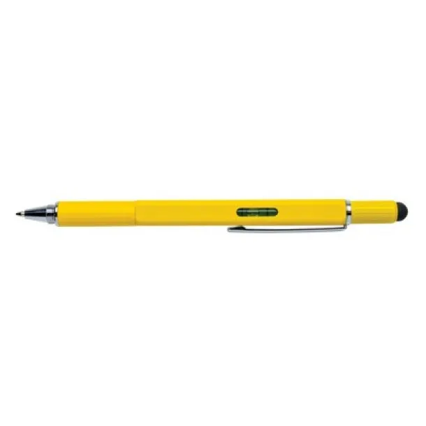  Multifunctional ball pen, ruler, spirit level, screwdriver, touch pen yellow