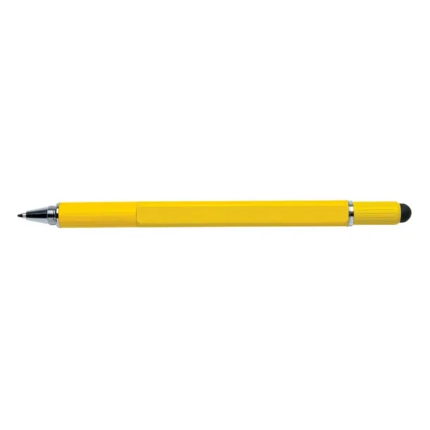  Multifunctional ball pen, ruler, spirit level, screwdriver, touch pen yellow