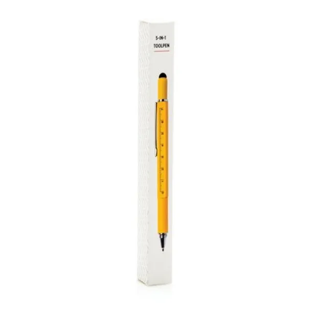  Multifunctional ball pen, ruler, spirit level, screwdriver, touch pen yellow