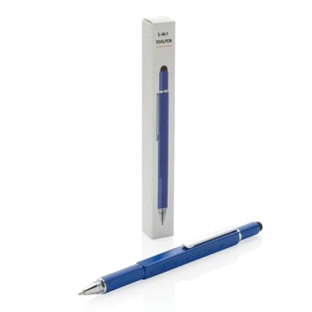  Multifunctional ball pen, ruler, spirit level, screwdriver, touch pen navy blue