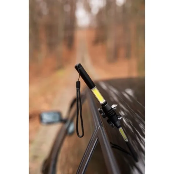  Emergency torch 1 LED COB, seat belt cutter, safety hammer Crna