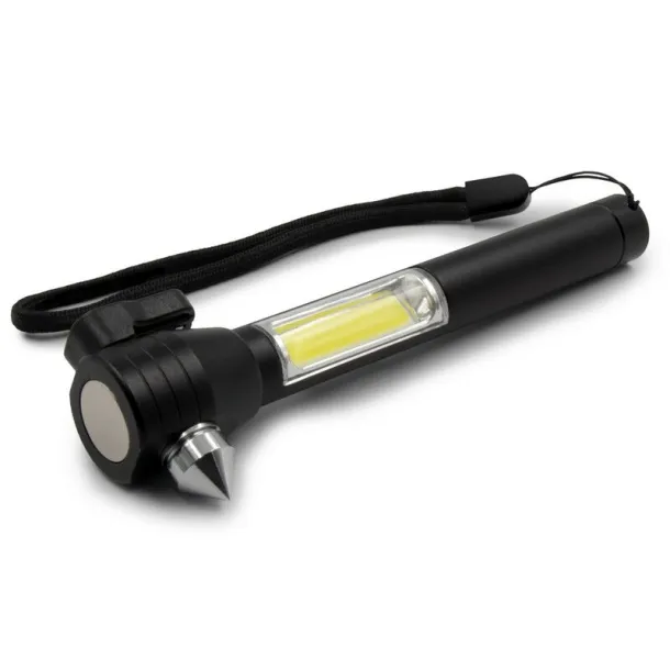  Emergency torch 1 LED COB, seat belt cutter, safety hammer Crna
