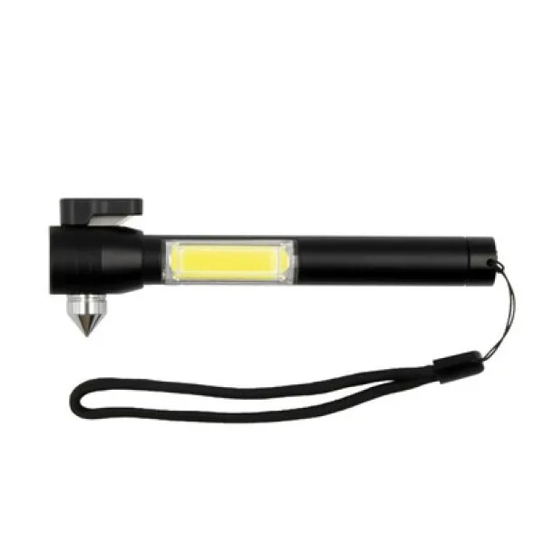  Emergency torch 1 LED COB, seat belt cutter, safety hammer black