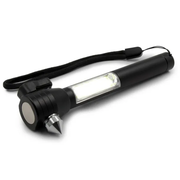  Emergency torch 1 LED COB, seat belt cutter, safety hammer black