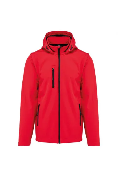  UNISEX 3-LAYER SOFTSHELL HOODED JACKET WITH REMOVABLE SLEEVES - Kariban Red