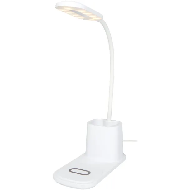 Bright desk lamp and organizer with wireless charger - Bullet White