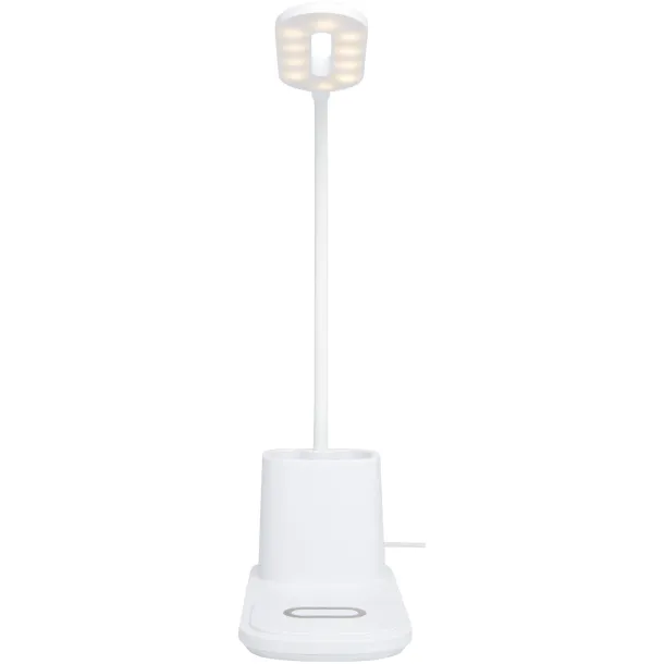 Bright desk lamp and organizer with wireless charger - Bullet White