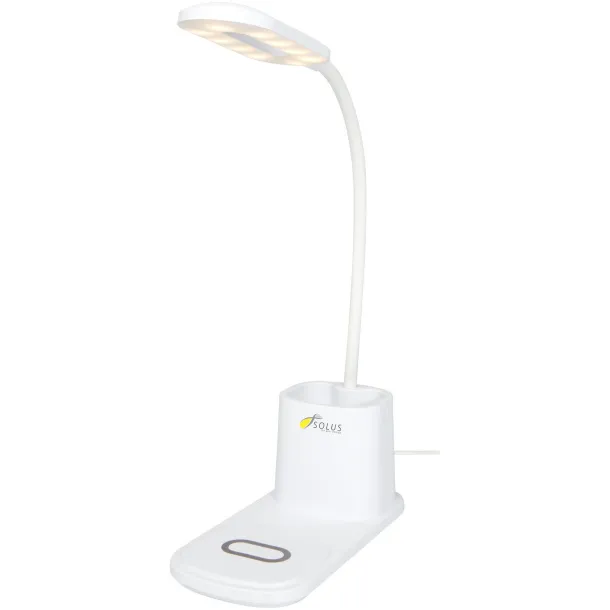 Bright desk lamp and organizer with wireless charger - Bullet White