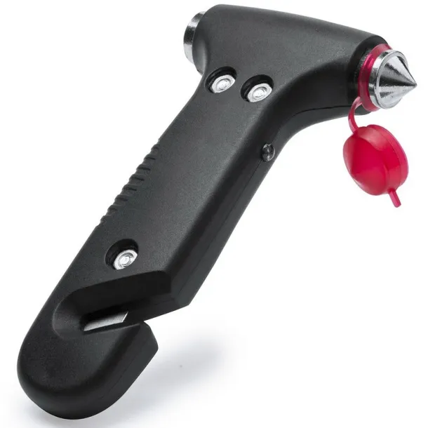  Safety hammer, seat belt cutter, 1 LED torch Crna