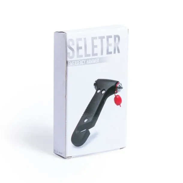  Safety hammer, seat belt cutter, 1 LED torch Crna