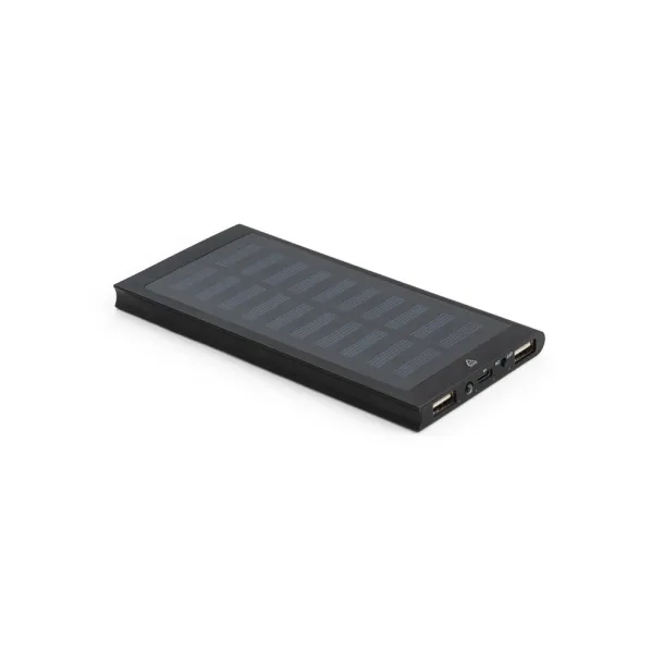 CLERK 8.000 mAh power bank with solar panel in 100% recycled aluminium Black