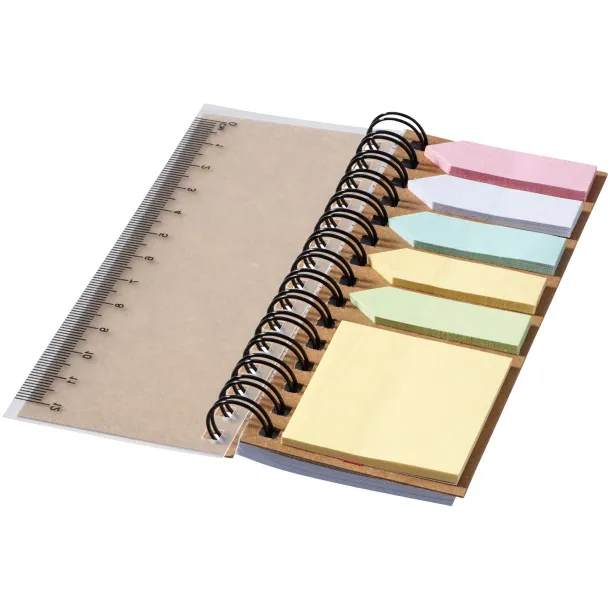 Spinner spiral notebook with coloured sticky notes - Unbranded Natural