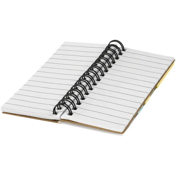 Spinner spiral notebook with coloured sticky notes - Unbranded Natural