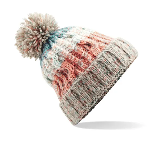  Corkscrew Pom Pom Beanie - Beechfield Milkshake Mix