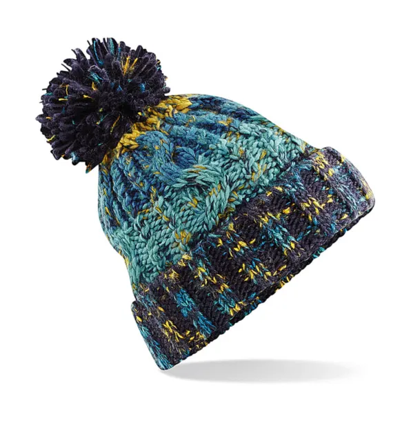  Corkscrew Pom Pom Beanie - Beechfield Marine Splash