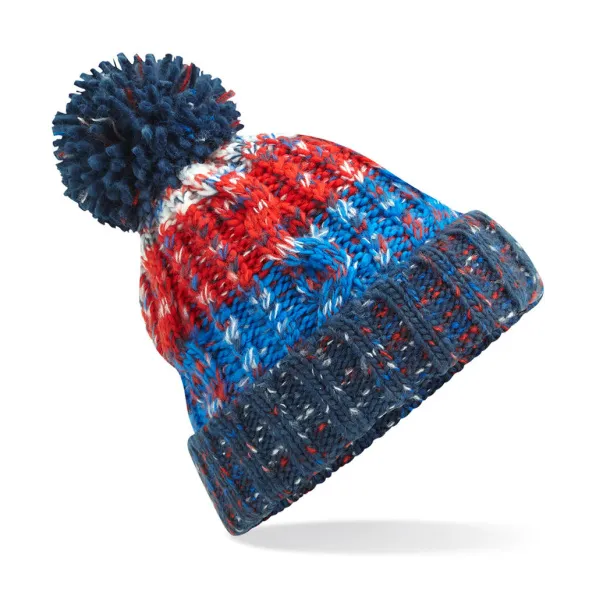  Corkscrew Pom Pom Beanie - Beechfield Chilli Blues