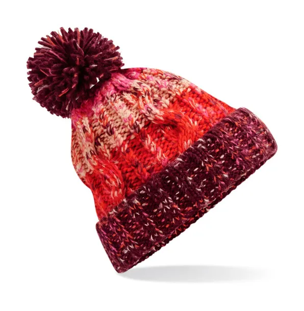  Corkscrew Pom Pom Beanie - Beechfield Cherry Sherbet