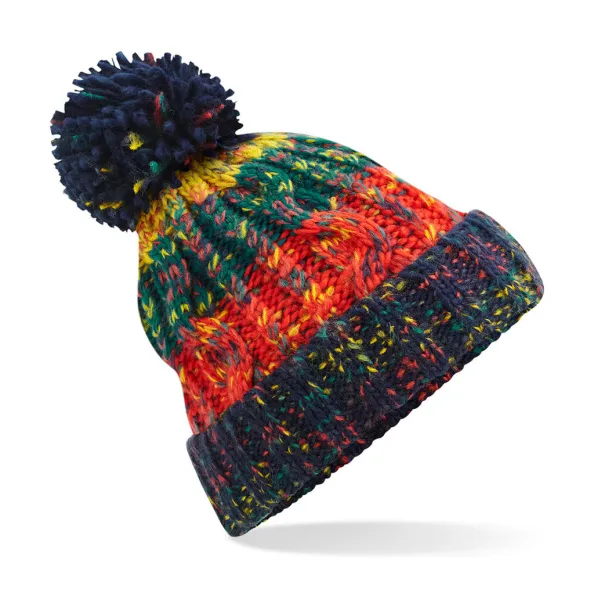  Corkscrew Pom Pom Beanie - Beechfield Crackling Campfire