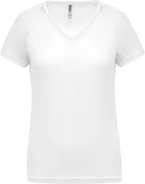  LADIES’ V-NECK SHORT SLEEVE SPORTS T-SHIRT - Proact White