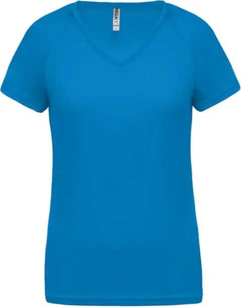  LADIES’ V-NECK SHORT SLEEVE SPORTS T-SHIRT - Proact Aqua Blue