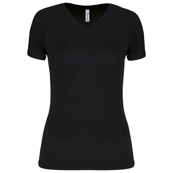  LADIES’ V-NECK SHORT SLEEVE SPORTS T-SHIRT - Proact Black