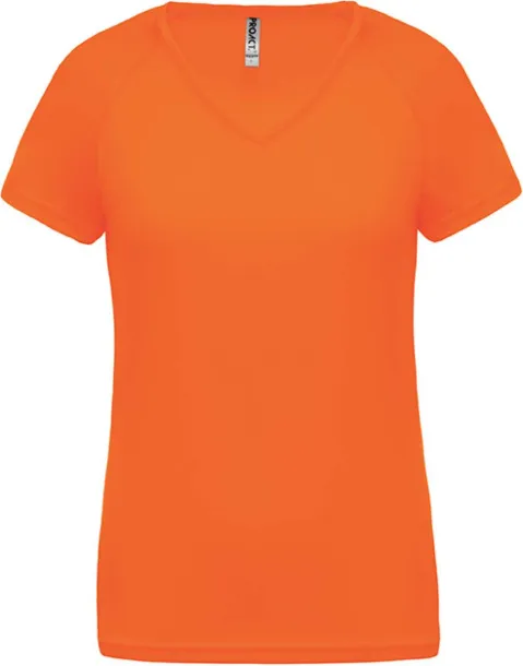  LADIES’ V-NECK SHORT SLEEVE SPORTS T-SHIRT - Proact Fluorescent Orange