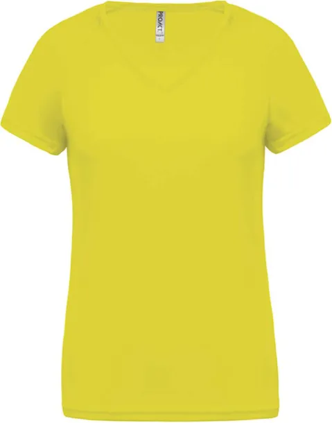  LADIES’ V-NECK SHORT SLEEVE SPORTS T-SHIRT - Proact Fluorescent Yellow