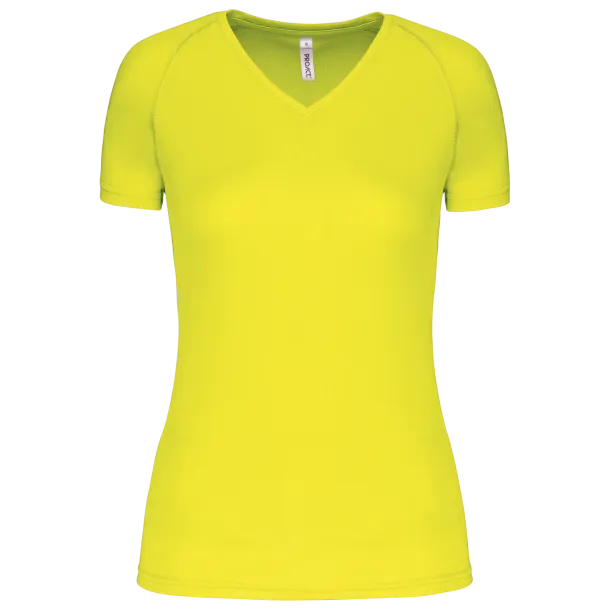  LADIES’ V-NECK SHORT SLEEVE SPORTS T-SHIRT - Proact Fluorescent Yellow