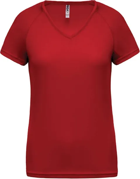  LADIES’ V-NECK SHORT SLEEVE SPORTS T-SHIRT - Proact Red