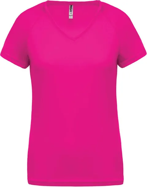  LADIES’ V-NECK SHORT SLEEVE SPORTS T-SHIRT - Proact Fuchsia