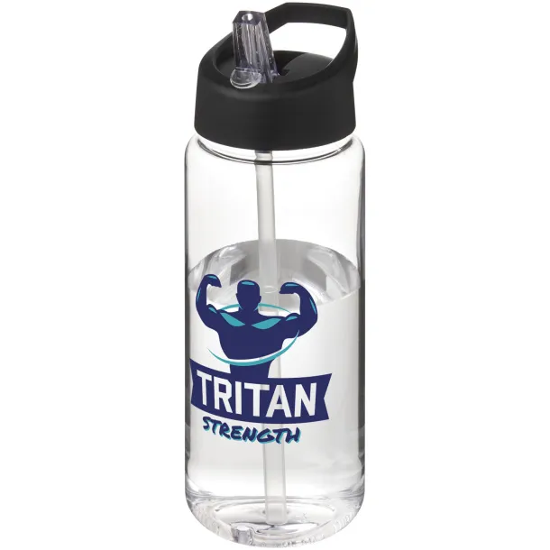 H2O Active® Octave Tritan™ 600 ml spout lid sport bottle - Unbranded White Solid black