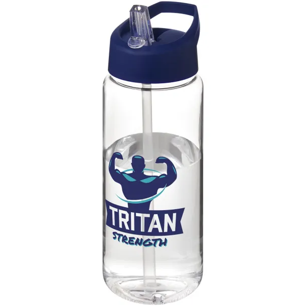 H2O Active® Octave Tritan™ 600 ml spout lid sport bottle - Unbranded White Blue