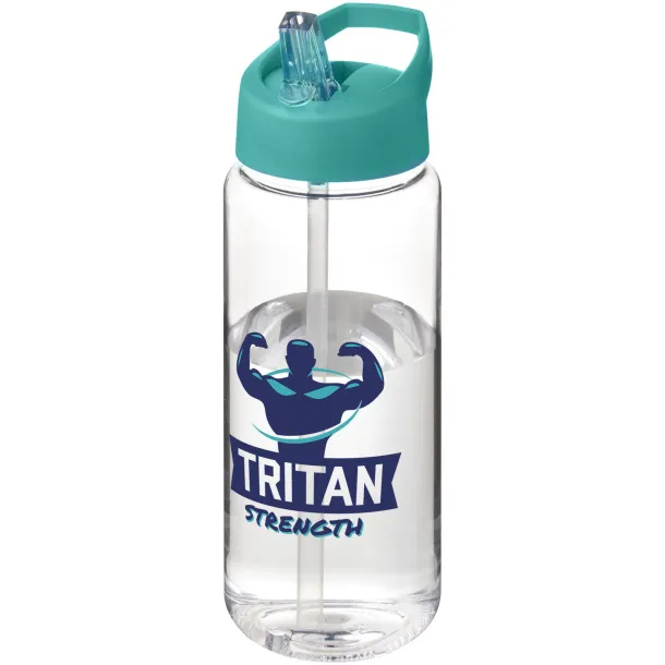 H2O Active® Octave Tritan™ 600 ml spout lid sport bottle - Unbranded White Aqua blue