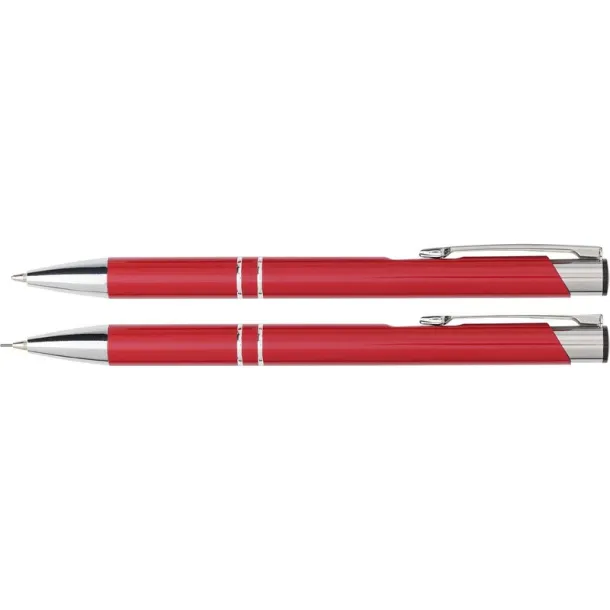  Writing set, ball pen and mechanical pencil red