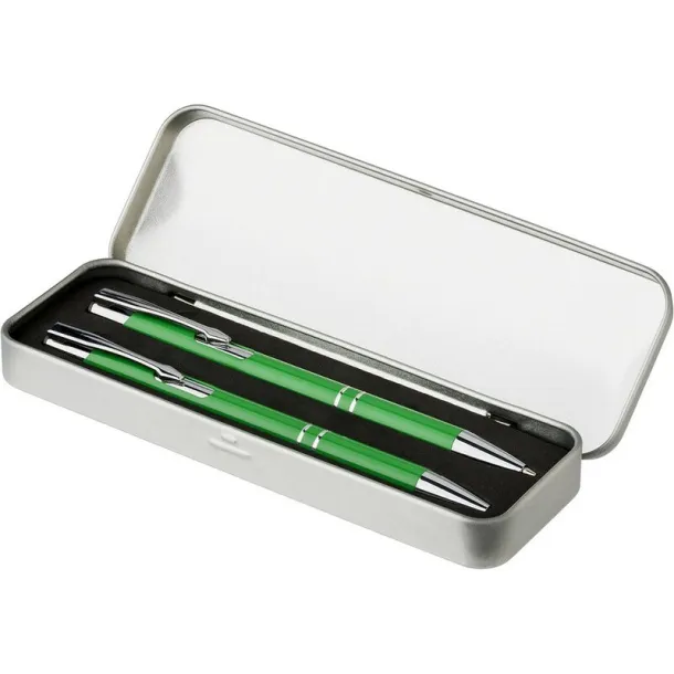  Writing set, ball pen and mechanical pencil light green