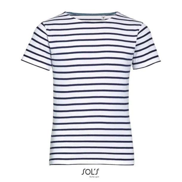 SOL'S MILES  KIDS ROUND NECK STRIPED T-SHIRT - SOL'S White Navy