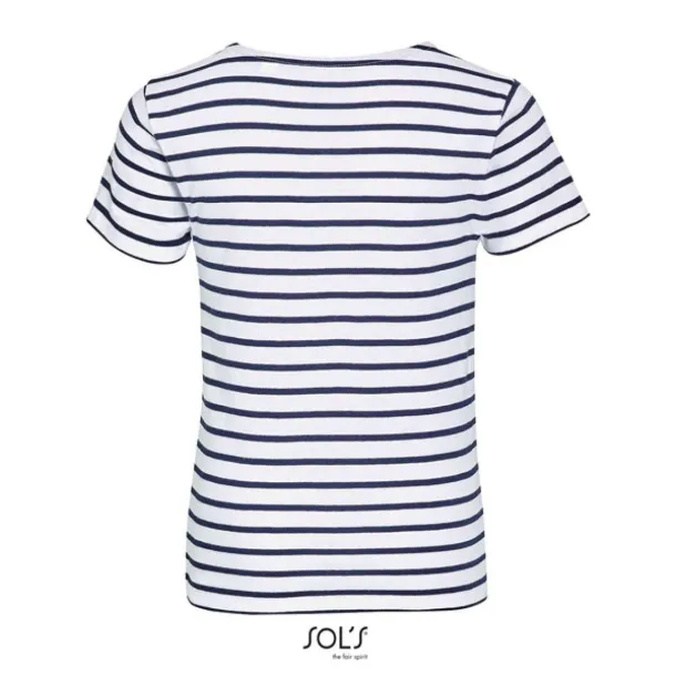 SOL'S MILES  KIDS ROUND NECK STRIPED T-SHIRT - SOL'S White Navy