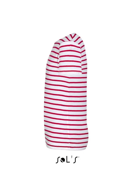 SOL'S MILES  KIDS ROUND NECK STRIPED T-SHIRT - SOL'S White Red