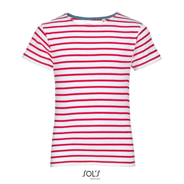 SOL'S MILES  KIDS ROUND NECK STRIPED T-SHIRT - SOL'S White Red