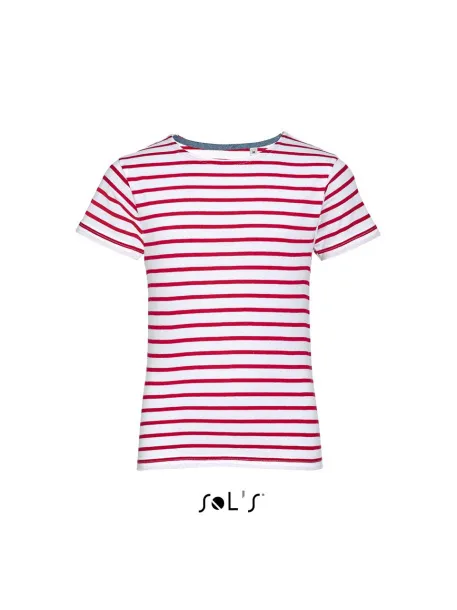 SOL'S MILES  KIDS ROUND NECK STRIPED T-SHIRT - SOL'S White Red