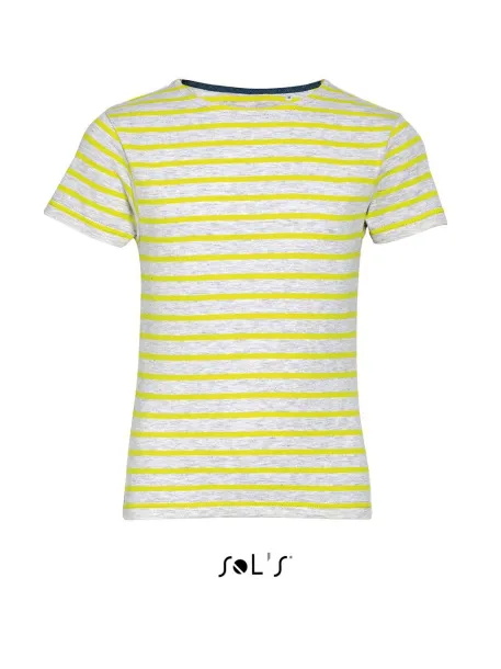 SOL'S MILES  KIDS ROUND NECK STRIPED T-SHIRT - SOL'S Ash Lemon