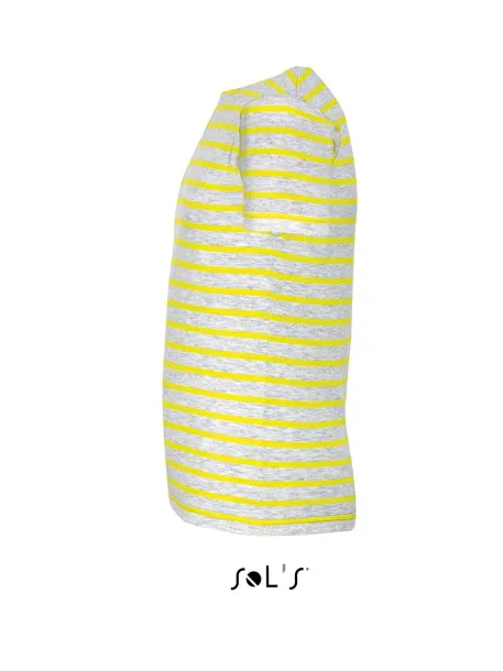 SOL'S MILES  KIDS ROUND NECK STRIPED T-SHIRT - SOL'S Ash Lemon