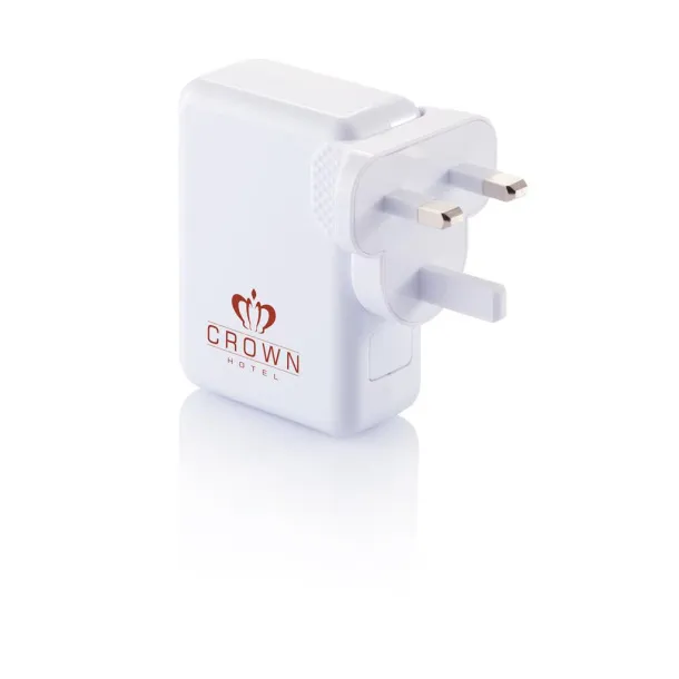  Travel plug with 4 USB ports - XD Collection White 